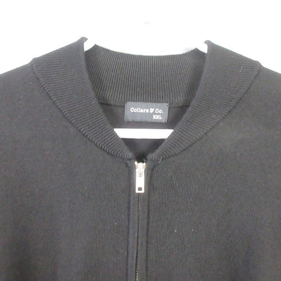 Collars & Co. Zip Up Cardigan Sweater Men XXL Black 100% Merino Wool Casual 494 - Picture 10 of 13